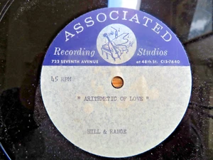 Unknown-Arithmetic Of Love 10" 45 RPM Acetate Record-Brill Building Hill & Range - Imagen 1 de 3