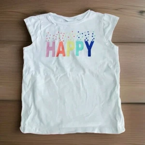Girls Cap Sleeve Shirt, Gymboree, Multi Color, Happy, Size 7 - Picture 1 of 3