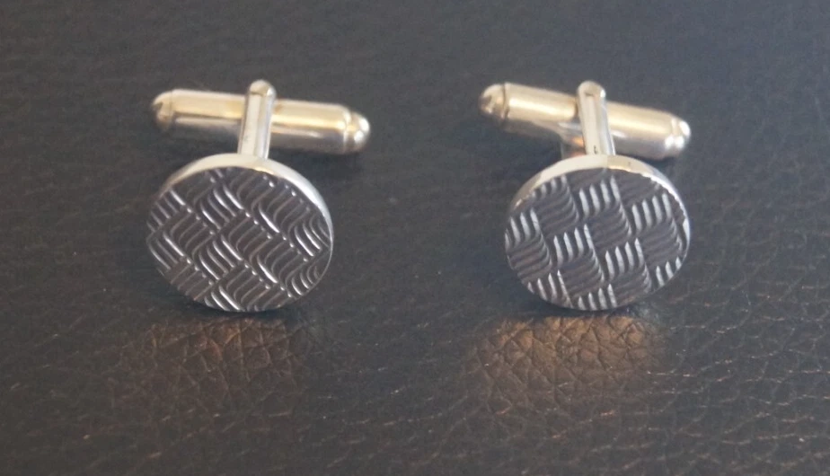 Gemelos Tiffany & Co de diseño tejido de canasta de plata de ley 925 Foto 1 de 1