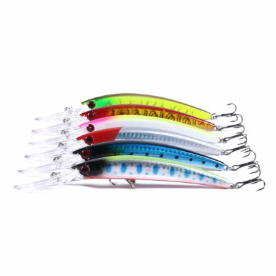 6 Stück 15cm/15g Minnow Crankbait Fischköder Angeln Köder Haken Barsch Wobbler - Bild 1 von 4