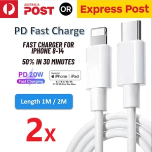 2x PD 20W Charging Phone Charger Data Cord Cable Type C For iPhone 12 13 14 Pro - Picture 1 of 9
