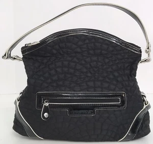 Vera Bradley schwarz-weiß gesteppte Handtasche mit Lackledergriff - Bild 1 von 17