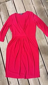 CHADWICKS 3/4 sleeve dress w/ two front pocket, wrap dress, red, Sz 10 - Picture 1 of 5