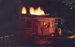 Tarjeta postal de recreación de Coney Island Cincinnati Ohio House on Fire Awaiting Help - Imagen 1 de 2
