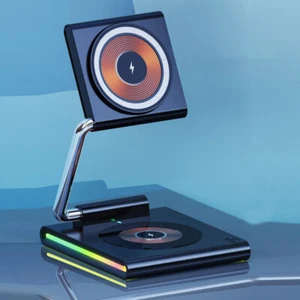 Desktop Cell Phone Holder Foldable 3-In-1 Magnetic Cell Phone Wireless Charger - Photo 1 sur 6