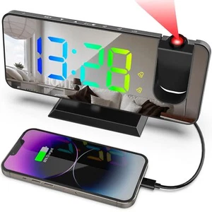 Projection Alarm Clock for Bedroom Ceiling,11 Colors RGB Digital Clock Large ... - Picture 1 of 9