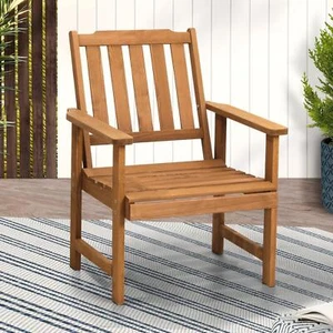Livsip Outdoor Armchair Wooden Patio Furniture Chairs Garden Seat Brown - Picture 1 of 10