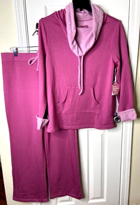 NEW Pajamagram SZ Medium World's Softest PINK Cowl NECK Lounge PAJAMA 2 PC SET M - Image 1 of 4