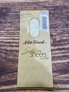 Nice Touch Silken Sheer W/ Lycra Firm Support Knee Highs Off White 2 Pair Sears - Picture 1 of 6