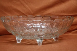 Vtg. Indiana Glass Clear Crystal Footed Harvest Grape Fruit Oval Bowl. Tag 229d - Picture 1 of 8