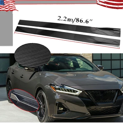 Carbon Fiber 86.6inch Side Skirt Extensions Rocker Panel For Nissan Maxima - Image 1 of 4