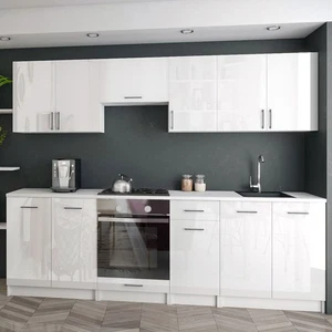 KÜCHE 240cm KÜCHENZEILE KÜCHENBLOCK MODERN  Einbauküche weiss glanz - Bild 1 von 10