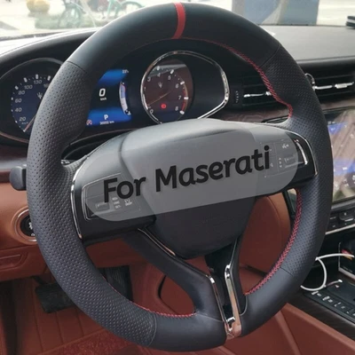 Cubierta de volante de coche personalizada de cuero para Maserati Ghibli Levante Quattroporte Foto 1 de 4
