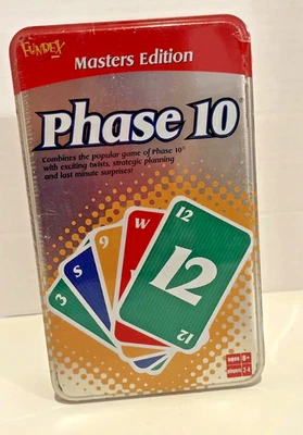 Phase 10 Masters Edition Card Game Unused Sealed Cards Fundex Games 2005 In Tin - Image 1 of 4