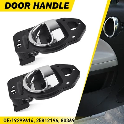 2x Left Side Interior Door Handle Fit 2006-2011 Chevrolet HHR Black + Chrome - Image 1 of 4