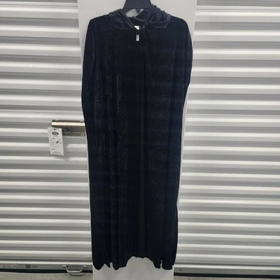 Adult Black Velvet HoodCape Cloak Halloween Costume  Witch Cosplay Dark Vampire  - Image 1 of 3
