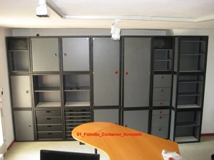 Flötotto Profilsystem Container Regal Tisch, Profile schwarz, Flächen anthrazit - Bild 1 von 12
