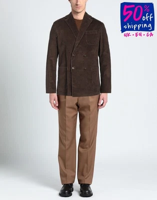 RRP €684 ALTEA Corduroy Blazer Jacket Size L Brown Double-Breasted Made in Italy — 第 1/4 张图片