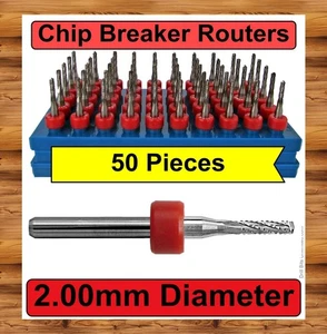 2mm .079 Router Bit 50 PIECES Carbide 1/8" Shank Chip Breaker Drill Point urc156 - Picture 1 of 5