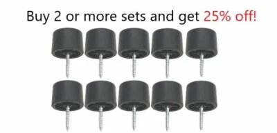 Juego de 10 topes de puerta de goma blancos/negros grandes montados en el piso con tornillos Foto 1 de 4