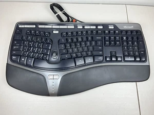 Microsoft Natural Ergonomic USB Wired Keyboard 4000 V1.0 Black KU-0462 Tested - Picture 1 of 17