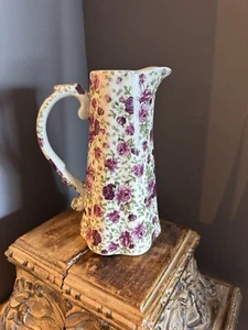 Antigua mayólica inglesa del siglo XX color rosa ]ug firmada Staffordshire - Imagen 1 de 14