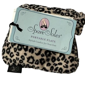 Ersatzsohlen faltbare flache Schuhe Damen 5-6 S Leopardenmuster passende Handgelenktasche - Bild 1 von 9