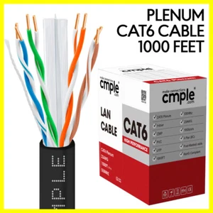 Cavo plenum Cat6 1000 piedi CMP cavo di rete Ethernet Cat 6 cavo Internet nero - Foto 1 di 6