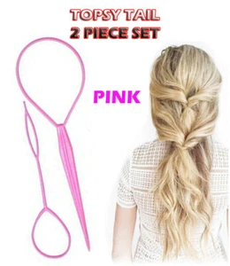 Treccia per capelli Topsy coda di cavallo nero/rosa strumento per lo styling accessori per capelli Regno Unito - Foto 1 di 15