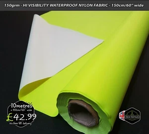 150grm* - HI VISIBILITY NEON WATERPROOF FABRIC - BAGS COVERS & MORE - 150cm wide - Picture 1 of 2