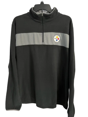 NFL Team Apparel Pittsburgh Steelers Mens Fleece 1/4 Zip Sweater Sz Large Cover