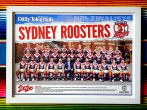 Framed 2020 SYDNEY ROOSTERS NRL Poster - 45cm x 32cm x 3cm - Picture 1 of 2