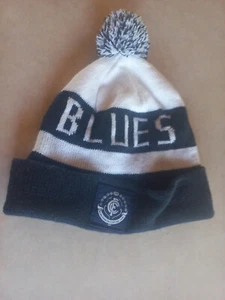 Carlton Blues AFL Beanie Blue White Acrylic Winter Hat Cap Footy Merch Logo - Picture 1 of 9
