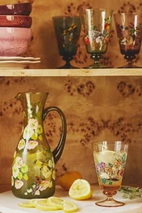 Anthropologie Nathalie Lete Glass Goblet Collection Designer Dinnerware New - Picture 1 of 8