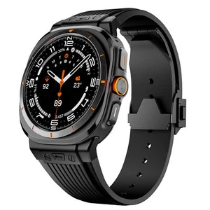 Per Galaxy Watch Ultra 47mm Cinturino Silicone Gomma Connettore Metallo Chiusura Pieghevole - Foto 1 di 54