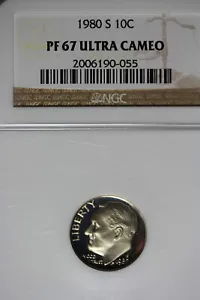 1980 S- NGC 10C PF67 ULTRA CAMEO ROOSEVELT DIME #B43253 - Picture 1 of 2