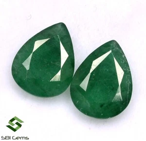 1.94 Cts Certified Natural Emerald Pear Cut Pair 8x6 mm Faceted Loose Gemstones - Picture 1 of 3