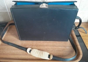 Vintage Black Faux Croc Leather Shoulder Strap Camera Carry Case Made In Germany - Picture 1 of 8