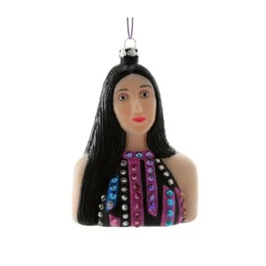 CHER ORNAMENTO 4.5" Busto de Vidrio Icónico Cantante Pop Actor Estrella Árbol de Navidad NUEVO - Imagen 1 de 2