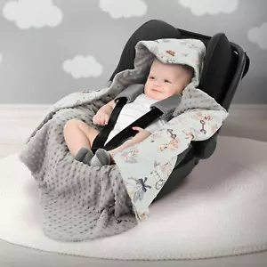Joyz Einschlagdecke Babydecke Babyschale Kapuze Kinderwagen Decke Autositz Minky - Bild 1 von 6
