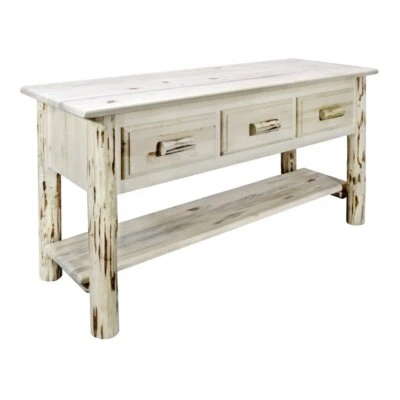 Montana Woodworks Wood Console Table with 3 Drawers in Natural - Image 1 of 4