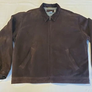 J Crew Wildleder Lederjacke XL 100% Leder gefüttert dunkelbraun Mantel schwer - Bild 1 von 7