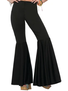 Adults Womens 60s 70s Black Hippie Costume Pants - Picture 1 of 1