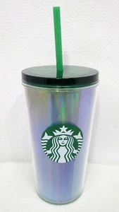 Starbucks Tumbler 16 Oz Iridescent Green mit grünem Deckel und Strohhalm - Neu - Bild 1 von 11