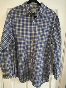 L.L. Bean Men’s Sz L Blue Wrinkle Free Brushed Sport Shirt Hipster - Picture 1 of 6