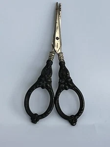 Antique Sterling Silver Scissors Germany - Floral Pattern - Picture 1 of 8
