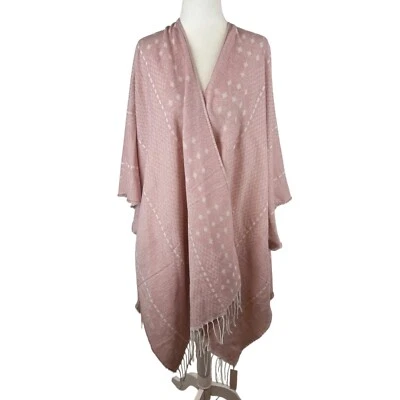 Poncho suave cervatillo para mujer con flecos talla M/L rosa capa abierta chal envolvente cómodo NUEVO Foto 1 de 4