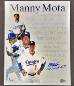 Manny Mota signed "150 Pinch Hits" 11x14 Photo LE /11 autograph ~ BAS Beckett - Picture 1 of 3