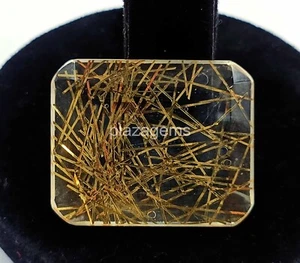 Golden Rutilated Quartz 105 Ct Certified Emerald Cut Loose Gemstone 34x28mm 4AUS - Picture 1 of 7