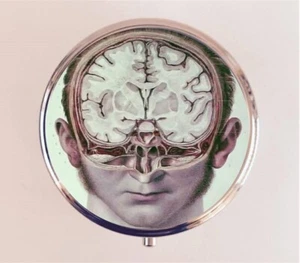 Caja de píldoras de anatomía victoriana estuche pastillero soporte baratija escondite cerebro rareza - Imagen 1 de 3